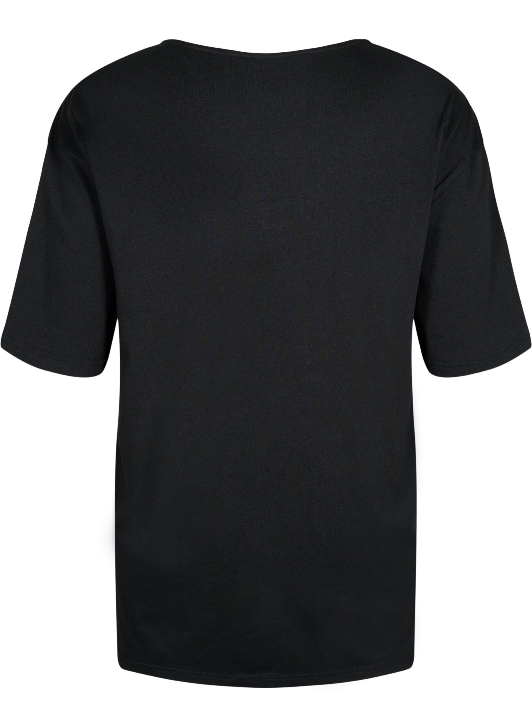 ZizziOversized katoenen t-shirt met print, Black GOOD, Packshot image number 1