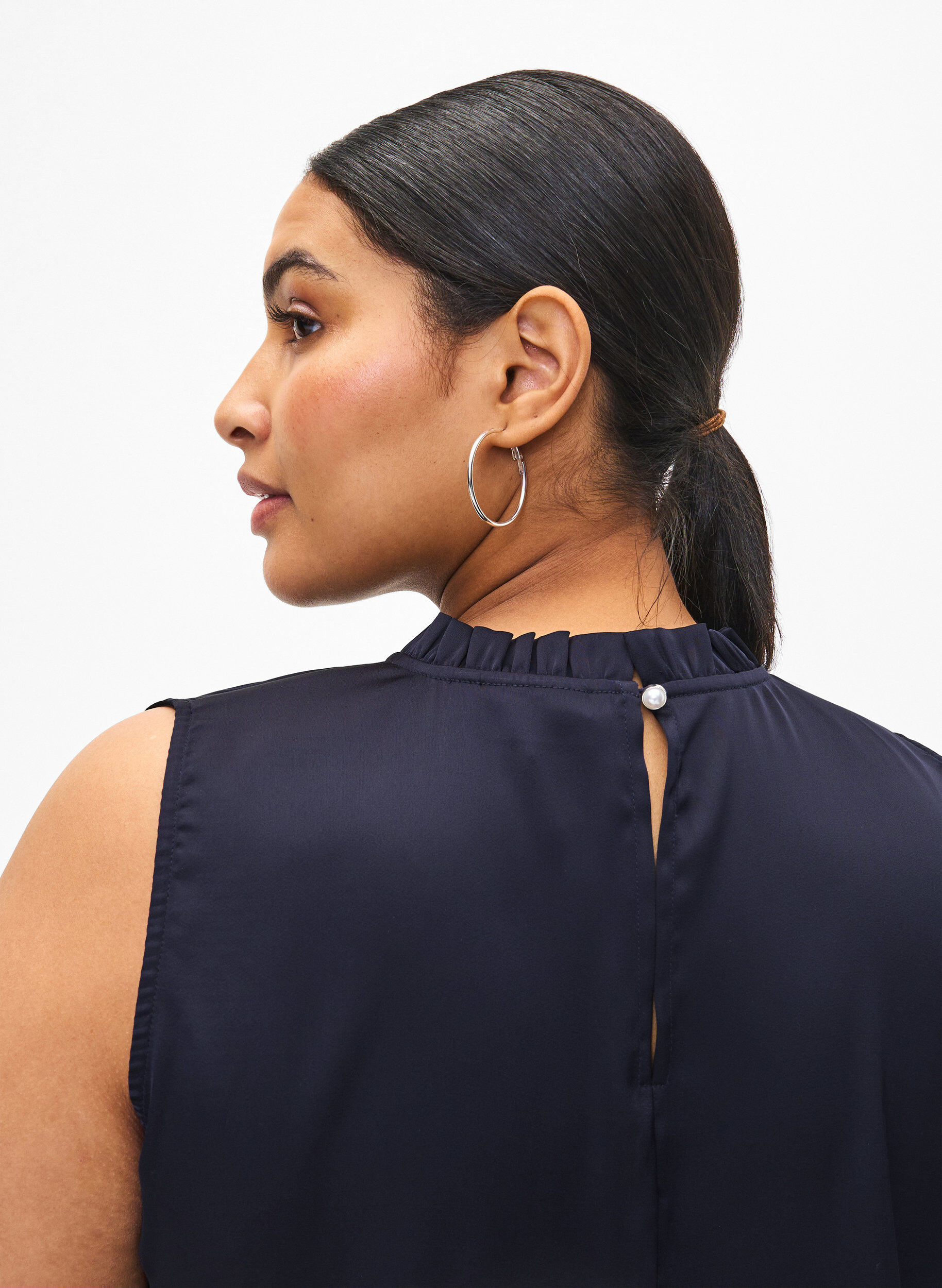 ZizziMouwloos feestelijk topje van satijn, Night Sky, Model image number 2