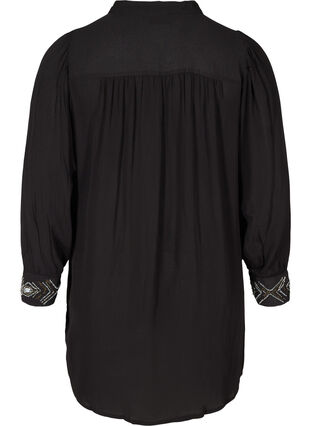 Lange viscose blouse met parels, Black, Packshot image number 1