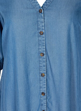 Midi-jurk met knopen en 3/4 mouwen, Blue denim, Packshot image number 2