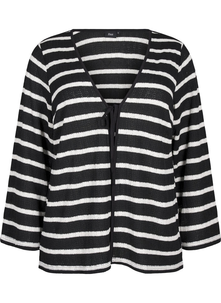 Cardigan avec liens, Black White stripe, Packshot image number 0