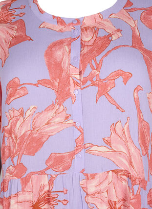 Viscose jurk met korte mouwen en a-lijn, Lavender Flower, Packshot image number 2