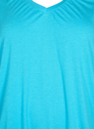 T-shirt mélangé avec bord élastiqué, Blue Atoll Mél, Packshot image number 2