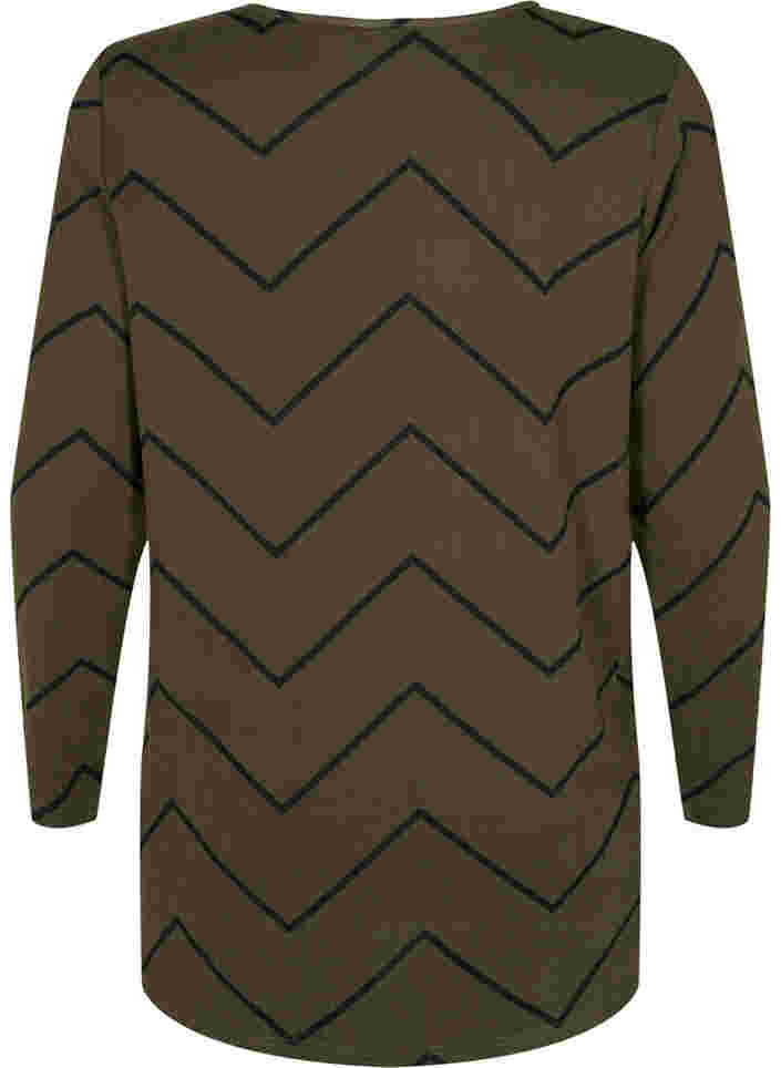 Gedessineerde blouse met lange mouwen, Army Zig Zag, Packshot image number 1