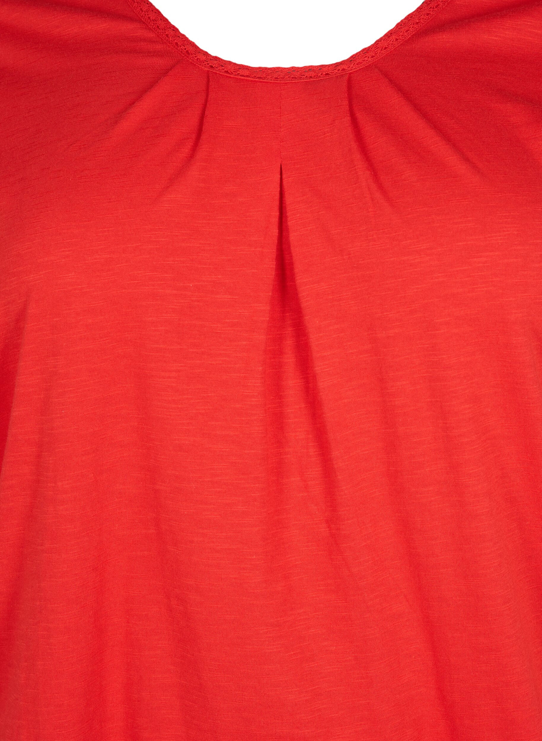 ZizziKatoenen blouse met 3/4 mouwen, Fiery Red, Packshot image number 2