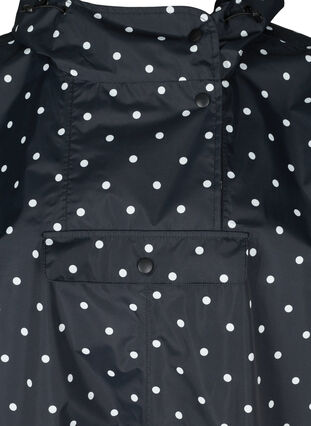 Regenponcho met capuchon en print, Black w/ white dots, Packshot image number 2