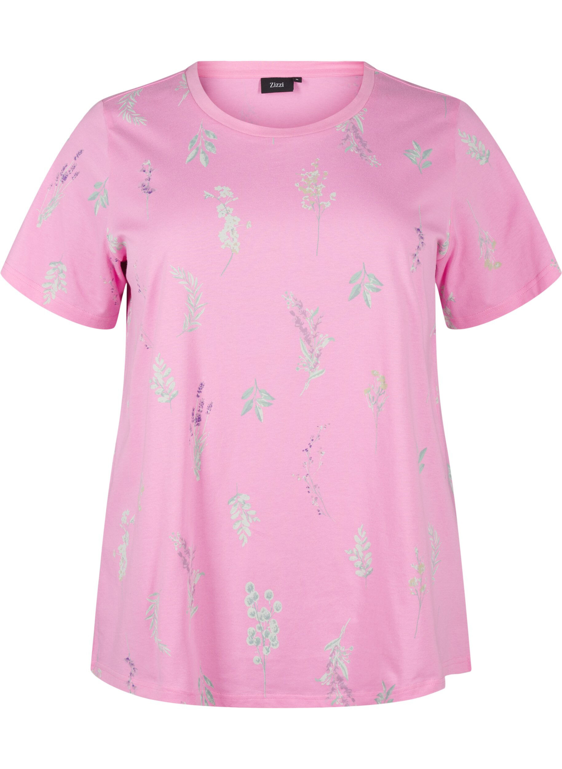 Zizzi T-shirt en coton biologique avec imprim&eacute; floral, Rosebloom W. Flower, Packshot image number 0