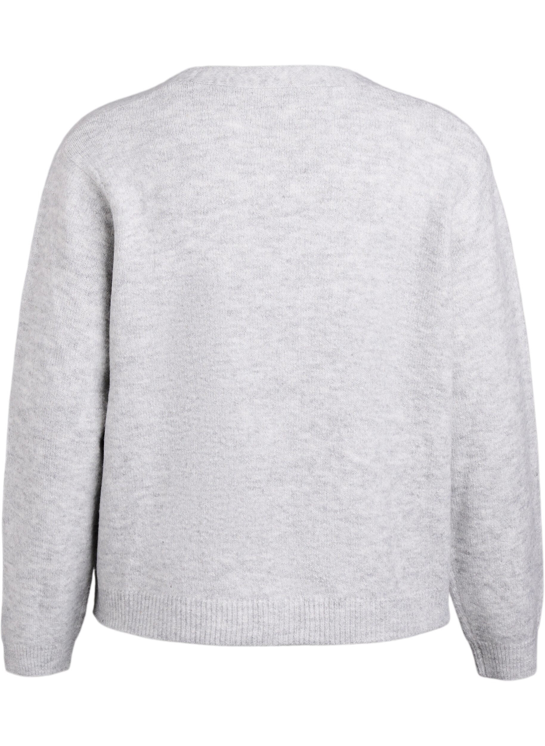 Zizzi Cardigan en maille avec boutons nacr&eacute;s, Gris, Packshot image number 1