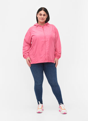 Veste courte avec capuche et bas réglable, Hot Pink, Model image number 2
