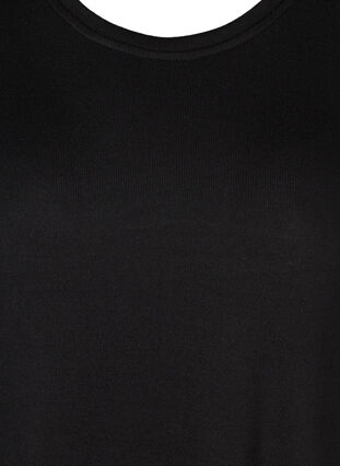 Robe unie à manches longues et fente, Black, Packshot image number 2