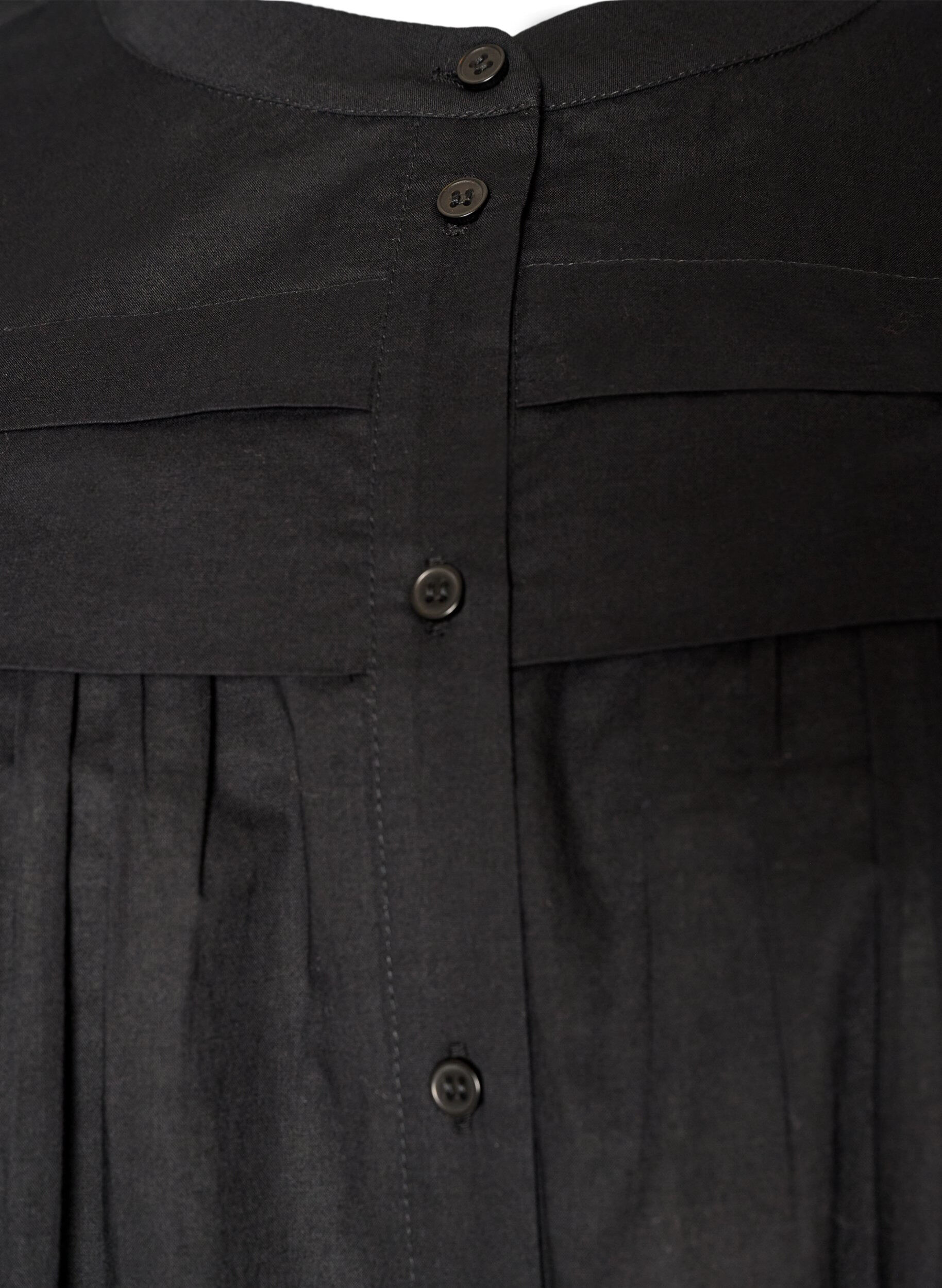 ZizziMouwloze A-lijn katoenen blouseshirt, Zwart, Packshot image number 2