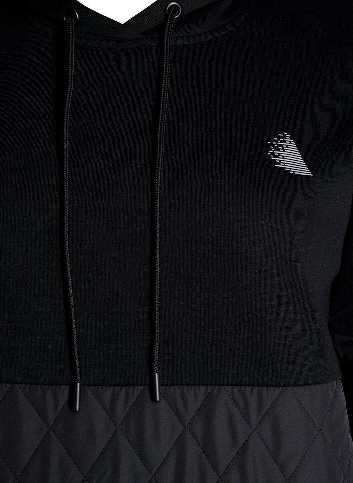 Sweatshirt met capuchon en quilt, Black, Packshot image number 2