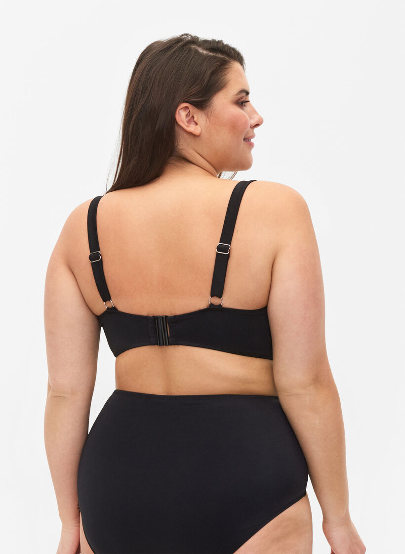 Haut de bikini à armatures avec draperies, Noir, Model image number 1