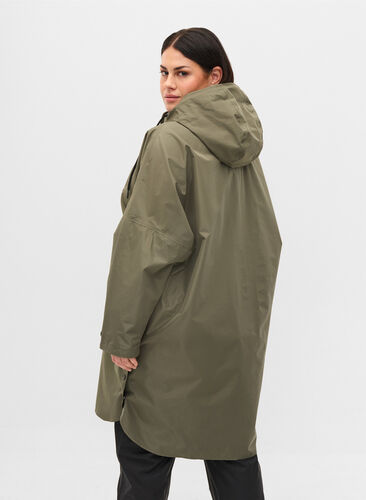 Poncho de pluie avec capuche et poche frontale, Castor Gray, Model image number 1