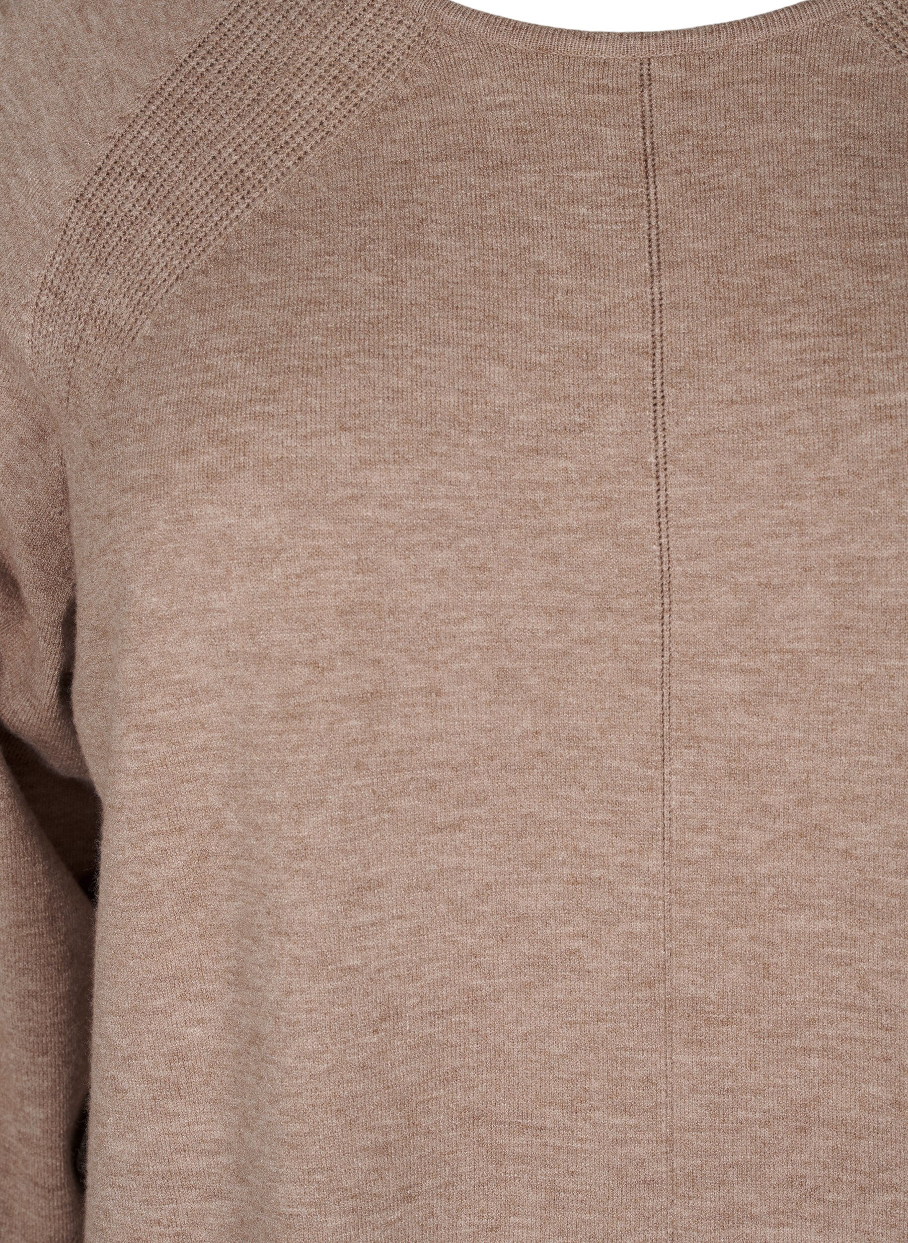 Zizzi Robe en maille avec un col rond et un motif tricot&eacute;, Fossil Mel., Packshot image number 2