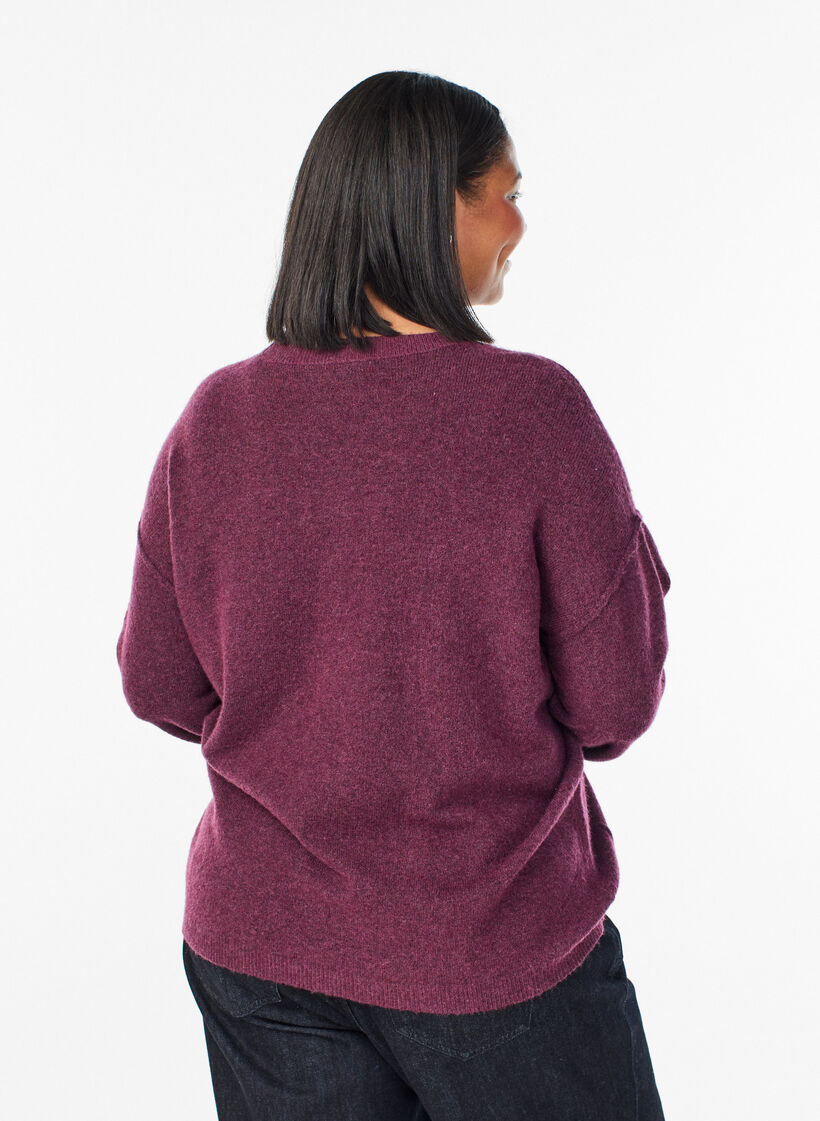 Pull ample en maille avec coutures apparentes, Bordeaux fonc&eacute;, Model image number 2