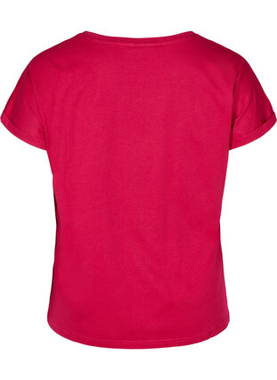 Katoenen t-shirt met korte mouwen en print, Cerise w. Trouble , Packshot image number 1