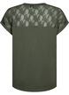 Katoenen T-shirt met korte mouwen en kant, Thyme, Packshot image number 1