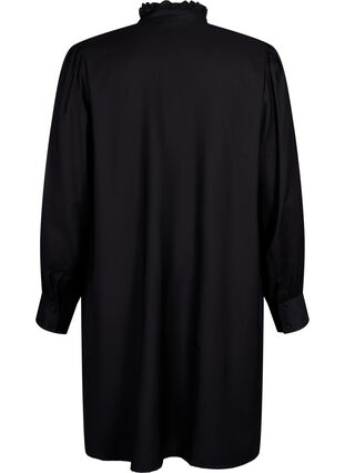 Viscose Shirt Jurk met ruffles, Black, Packshot image number 1
