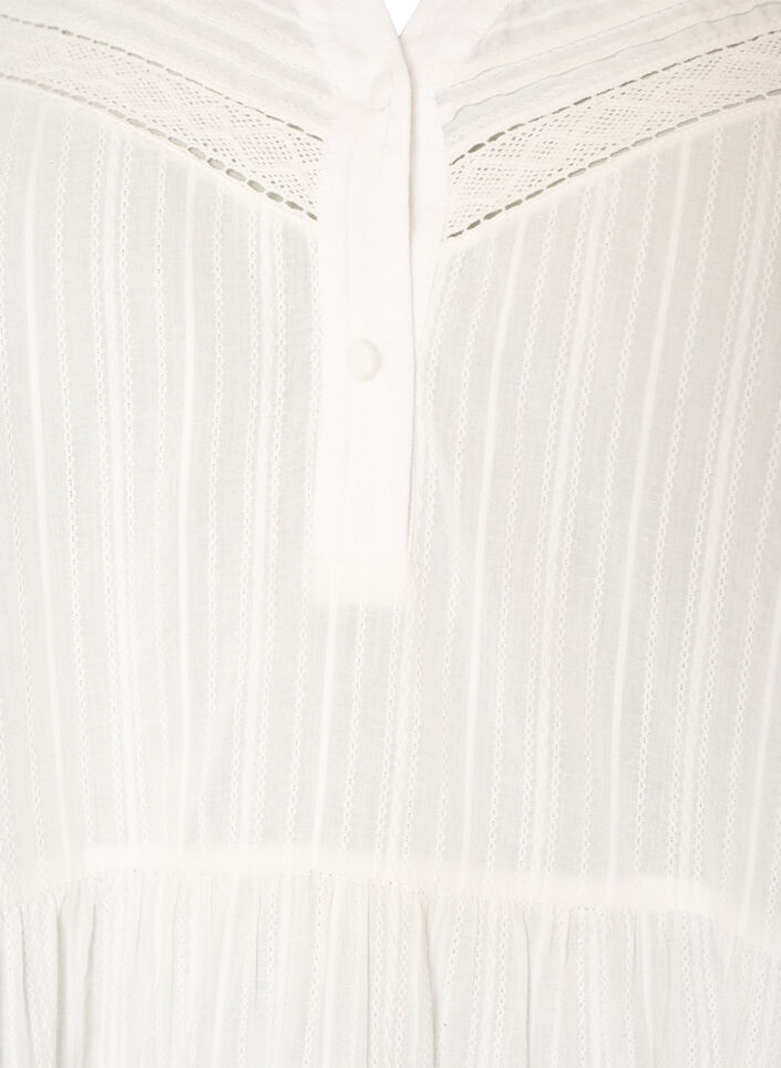 Tunique avec d&eacute;tails en broderie ajour&eacute;e et manches 3/4, Vanille, Packshot image number 2