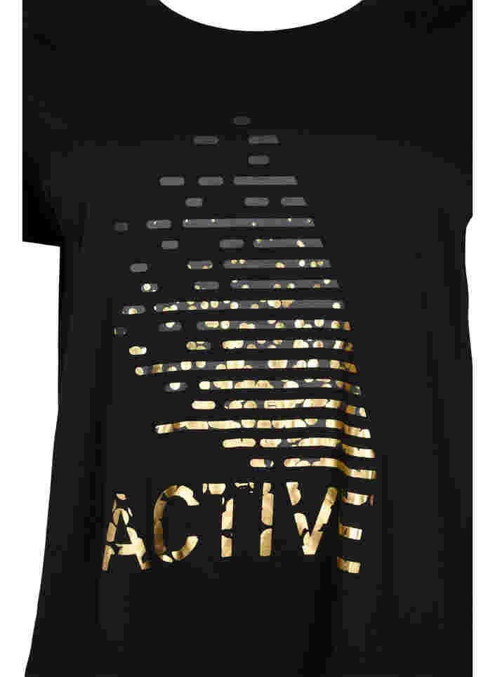 T-shirt de sport avec imprimé, Black gold foil logo, Packshot image number 2
