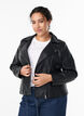 Imitatie leren bikerjas, Zwart, Model image number 0