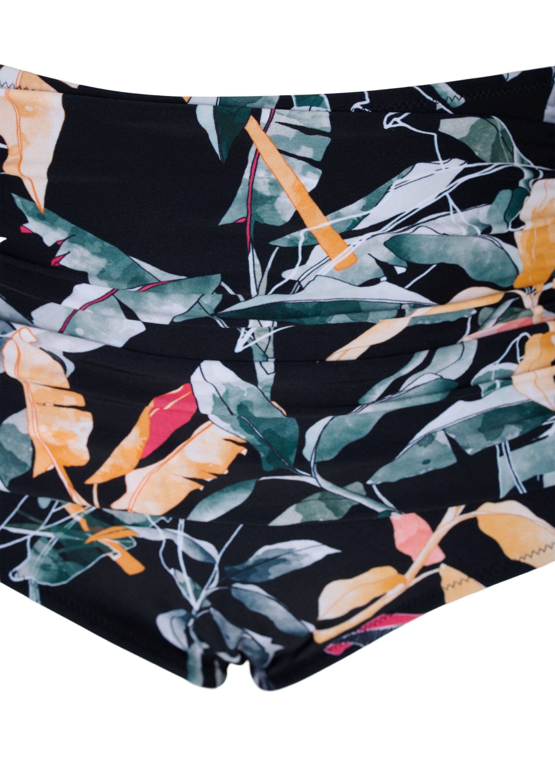 ZizziBikinibroekje met extra hoge taille en print, Leaf Print, Packshot image number 2