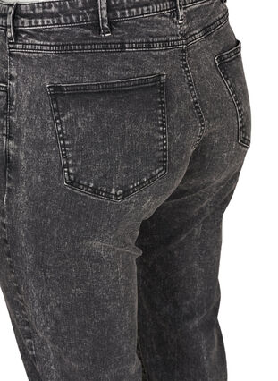 Cropped mom jeans met hoge taille, Black acid washed, Packshot image number 3