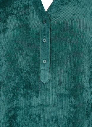 Robe en velours à manches 3/4 et boutons, Deep Teal, Packshot image number 2