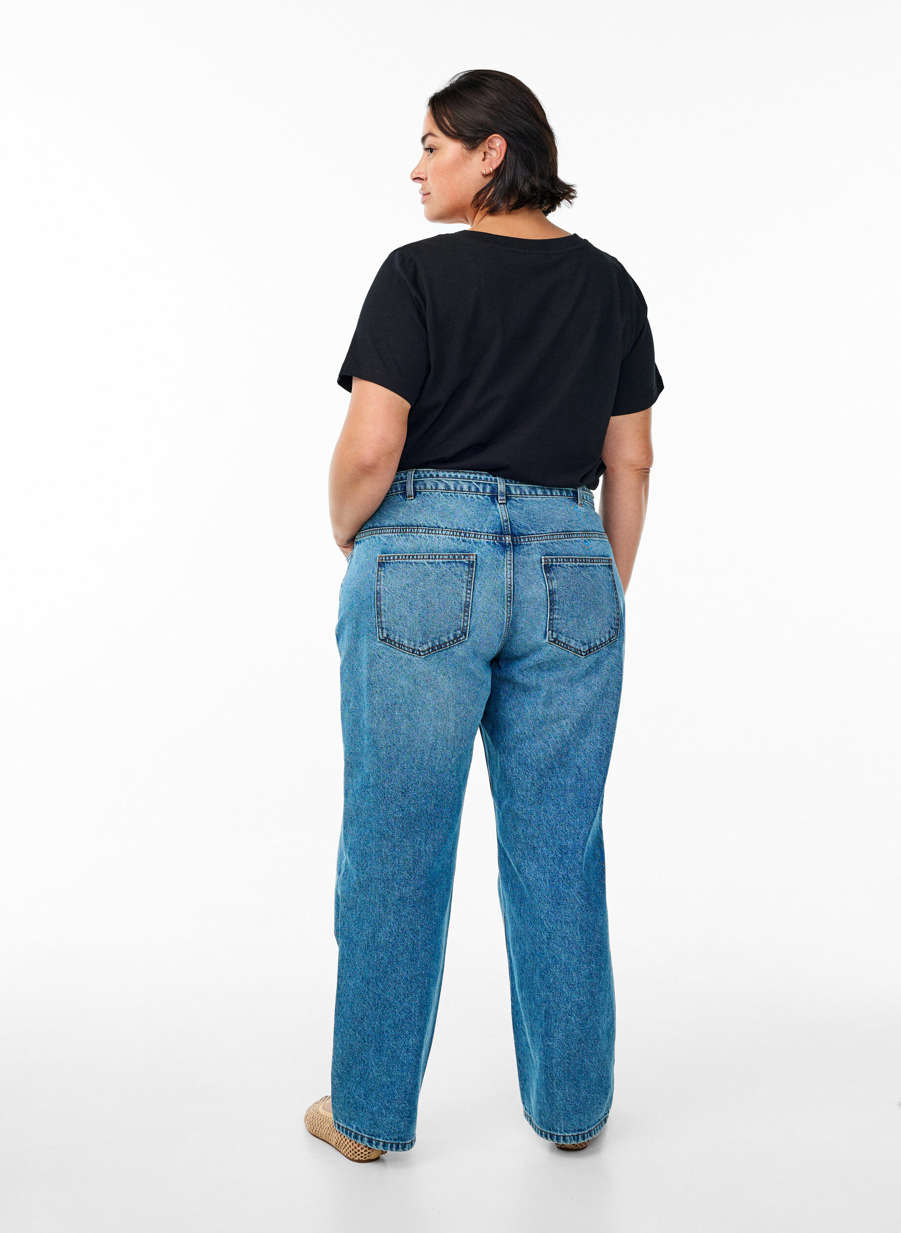 ZizziStraight-fit jeans met een strikceintuur, Blauw, Model image number 1