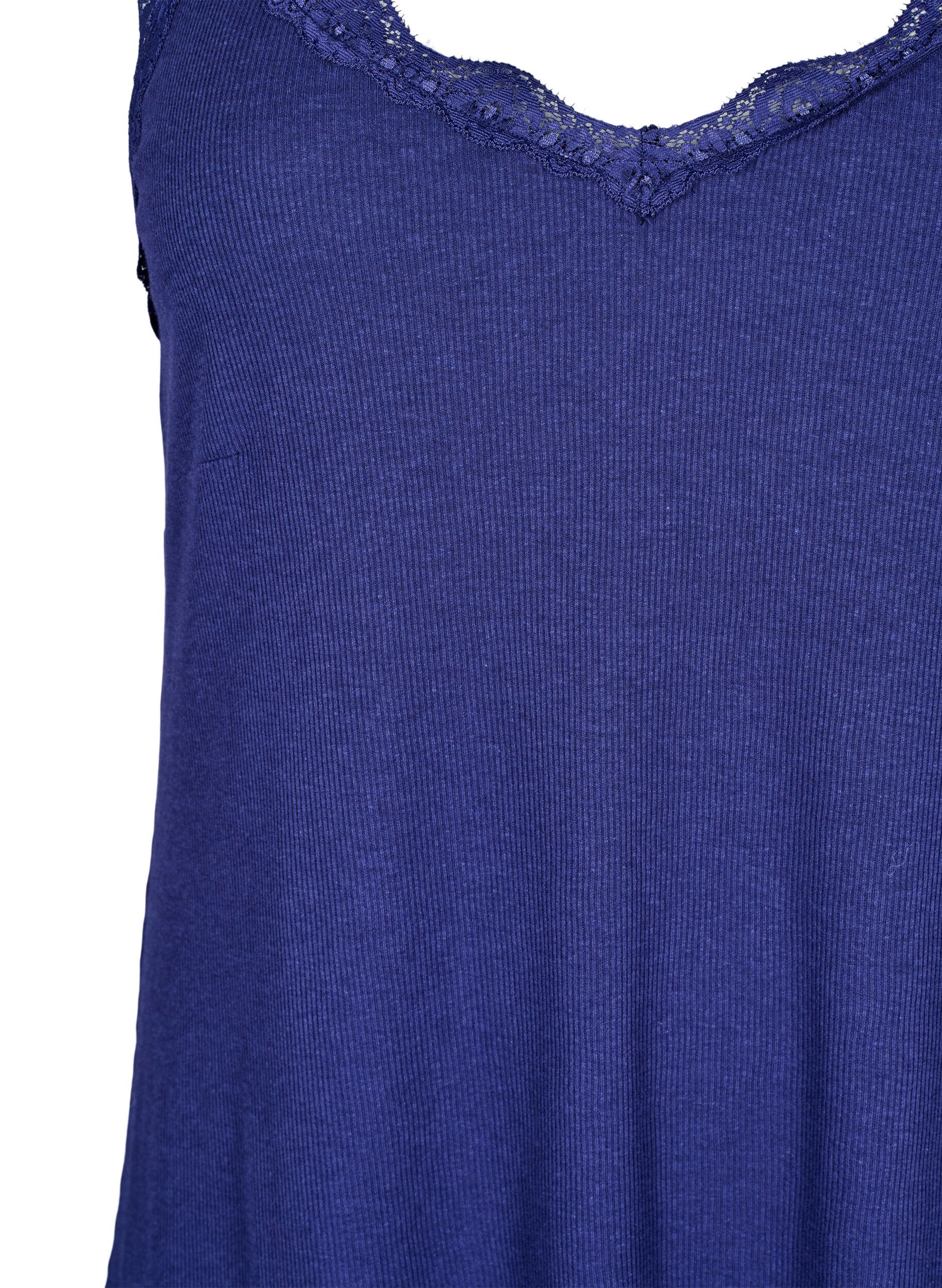 Zizzi Chemise de nuit avec ourlet en dentelle, Bleu, Packshot image number 2