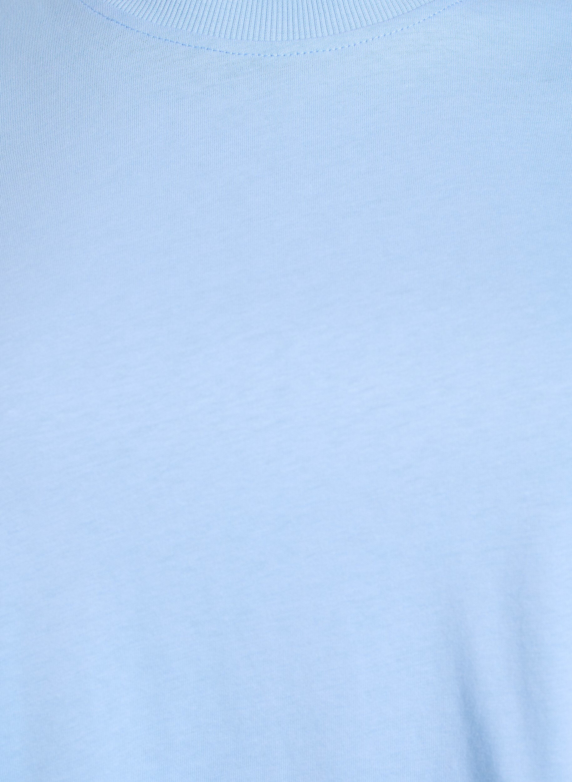 ZizziBasic katoenen T-shirt met ronde hals, Blauw, Packshot image number 2
