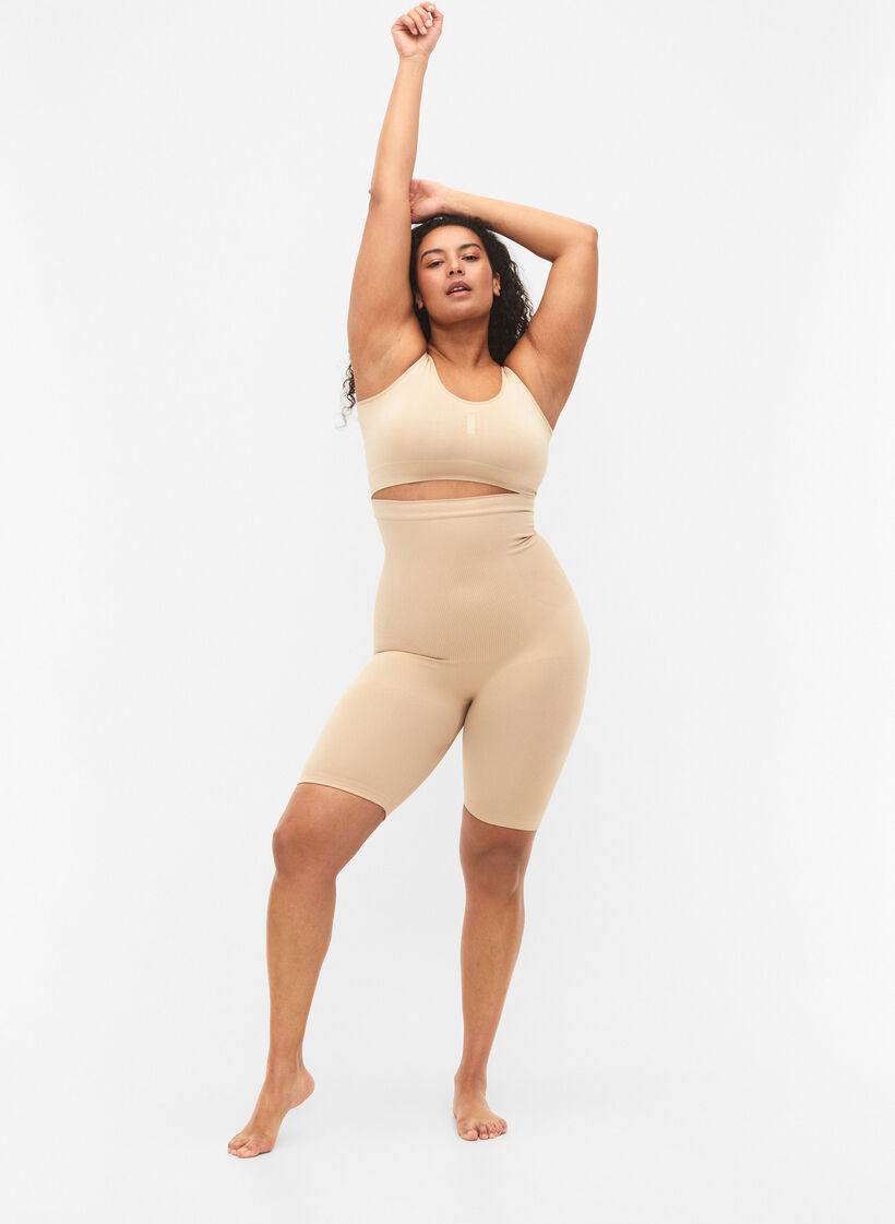 Shapewear shorts met hoge taille, Beige, Model