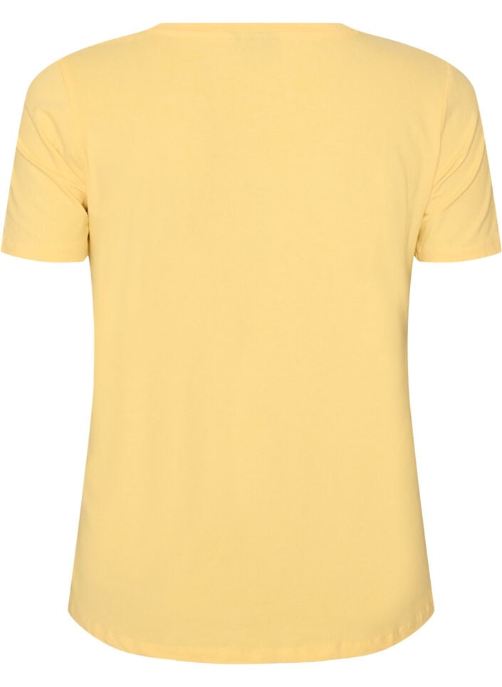 T-shirt en coton uni basique, Jaune, Packshot image number 1