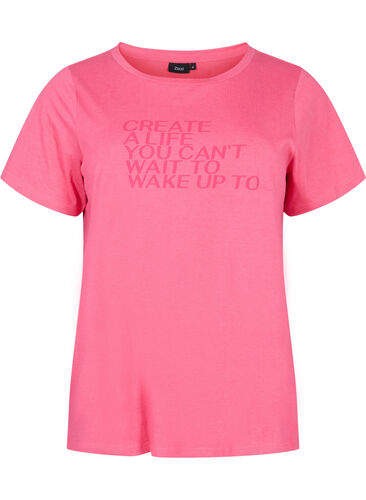 T-shirt avec imprimé en coton et à manches courtes, Hot Pink Create, Packshot image number 0