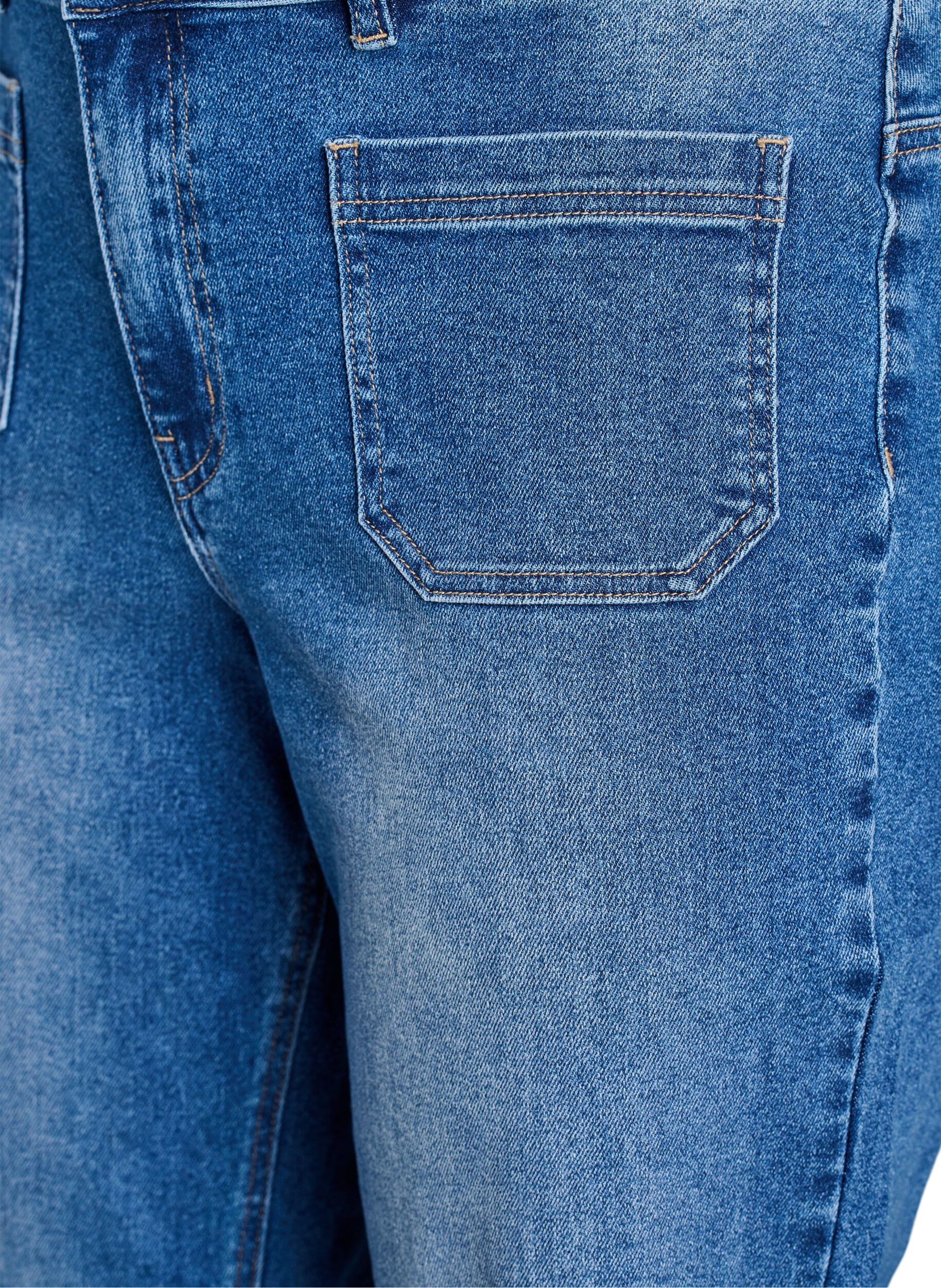 ZizziJeans met zakken aan de voorkant en rechte pijpen, Blauw, Packshot image number 2