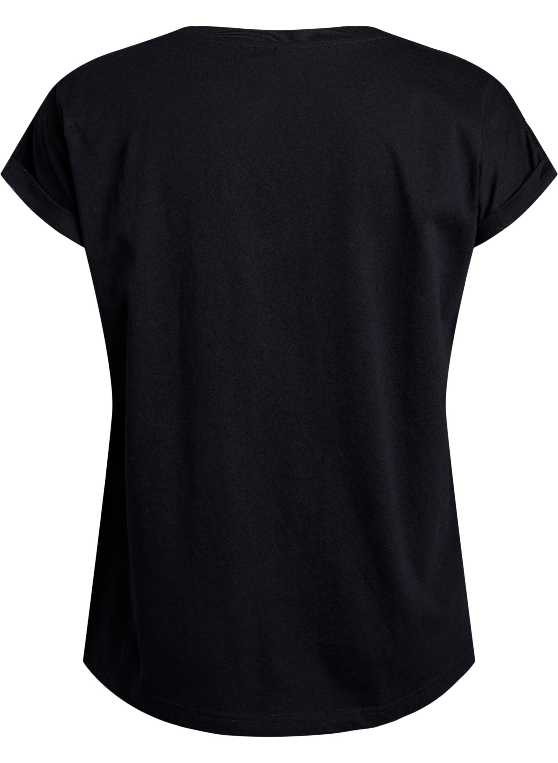 Zizzi T-shirt &agrave; imprim&eacute; l&eacute;opard et texte, Black Leo, Packshot image number 1