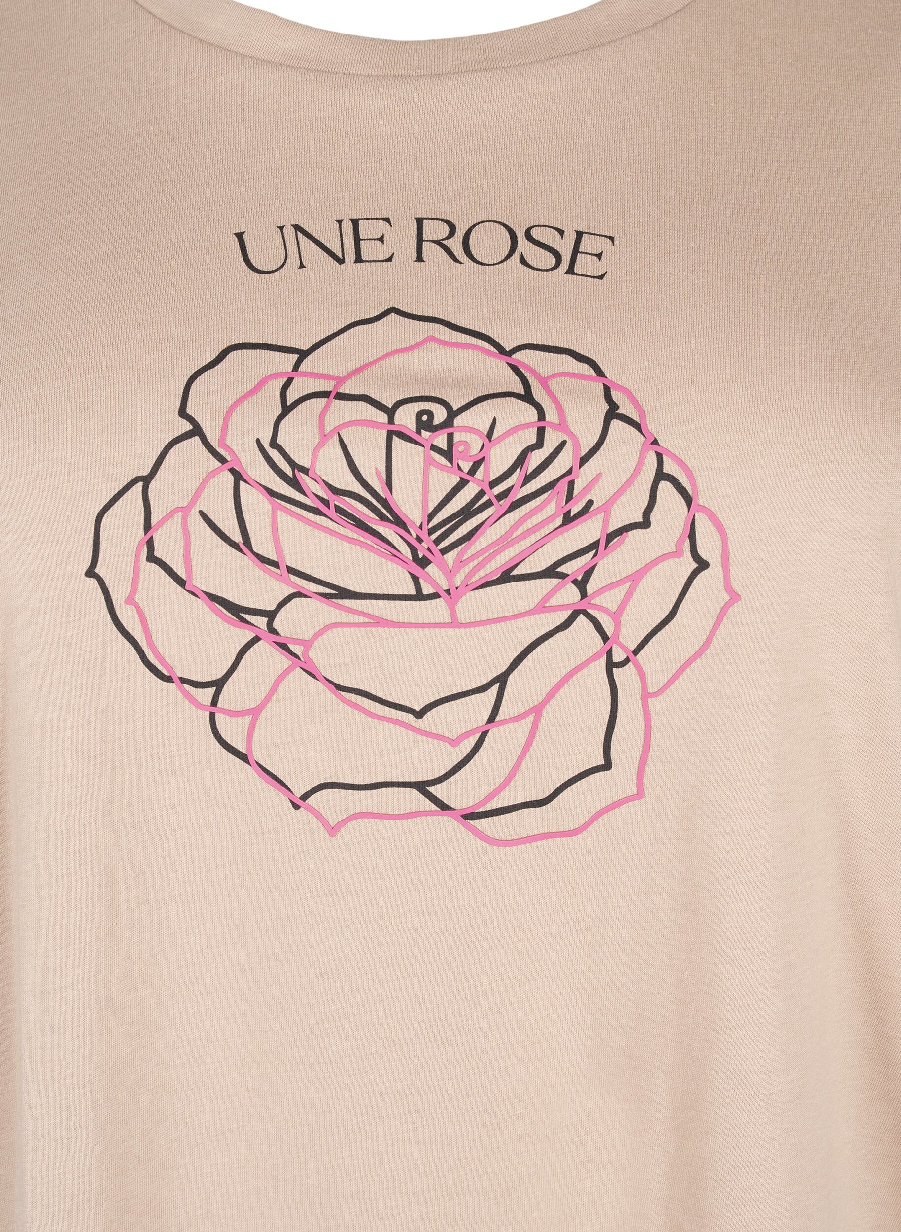 ZizziKatoenen T-shirt met opdruk, S. Mink w. Flower, Packshot image number 2