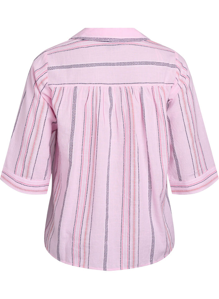Blouse avec col et manches 3/4, Rose, Packshot image number 1