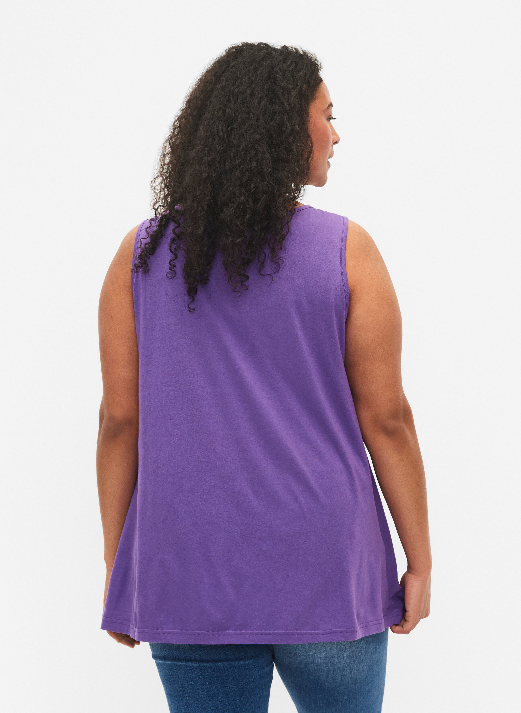Zizzi Top 2-pack en coton m&eacute;lang&eacute;, Deep Lavender/Black, Model image number 1