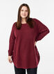 Lange gebreide blouse met balknopen, Donker Bordeaux, Model image number 0