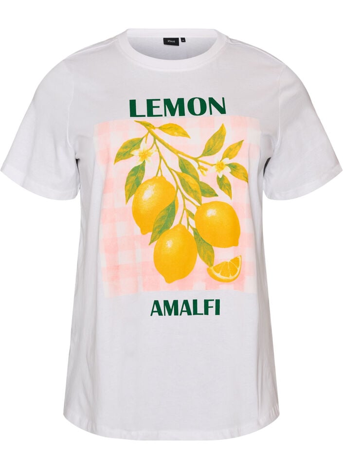 Katoenen T-shirt met print, Wit, Packshot