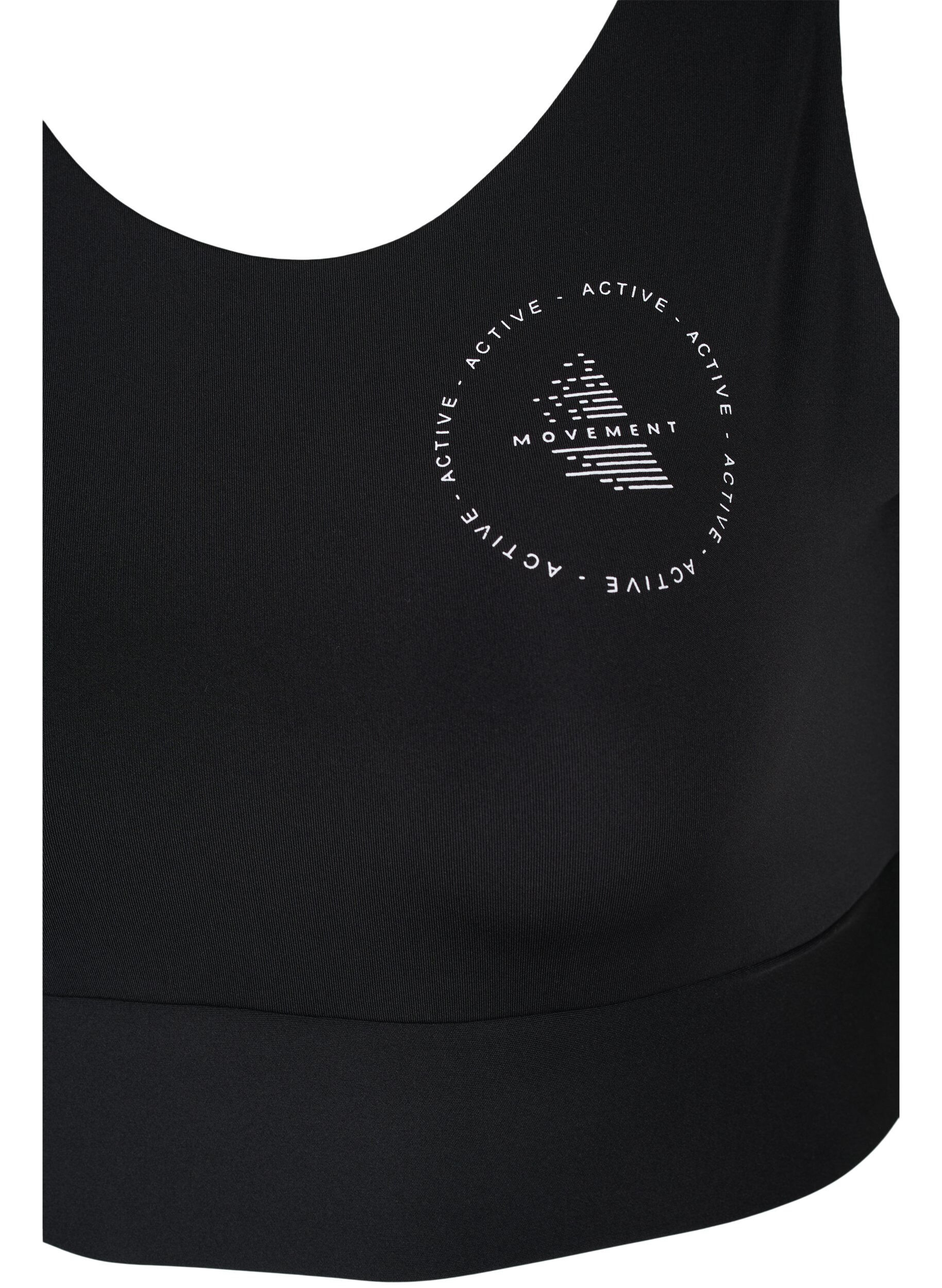 ZizziCORE, MID SUPPORT SPORTS BRA - Sportbeha in blokkleur met v-rug, Black, Packshot image number 2