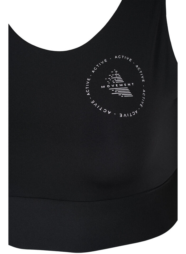 CORE, MID SUPPORT SPORTS BRA - Sportbeha in blokkleur met v-rug, Black, Packshot image number 2