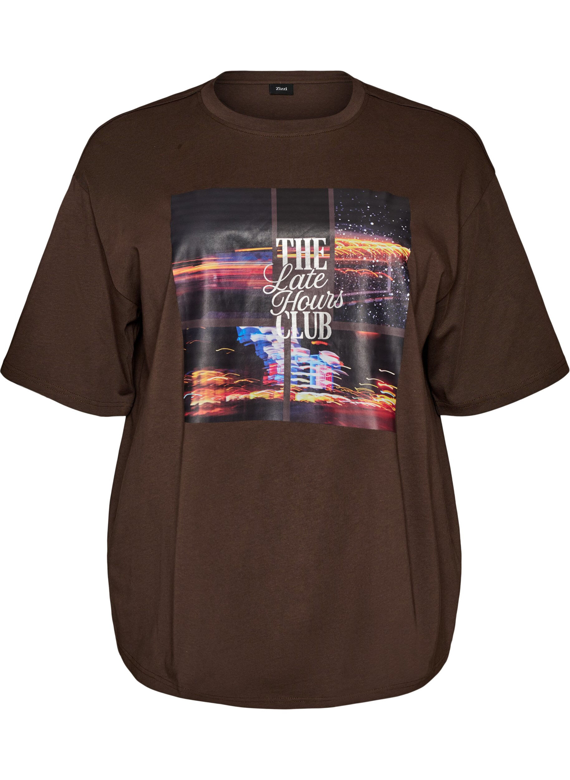 ZizziOversized T-shirt met grote fotoprint, Bruin, Packshot image number 0