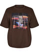 Oversized T-shirt met grote fotoprint, Bruin, Packshot image number 0