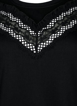 Sweatshirt met ruches en gehaakt detail, Black, Packshot image number 2