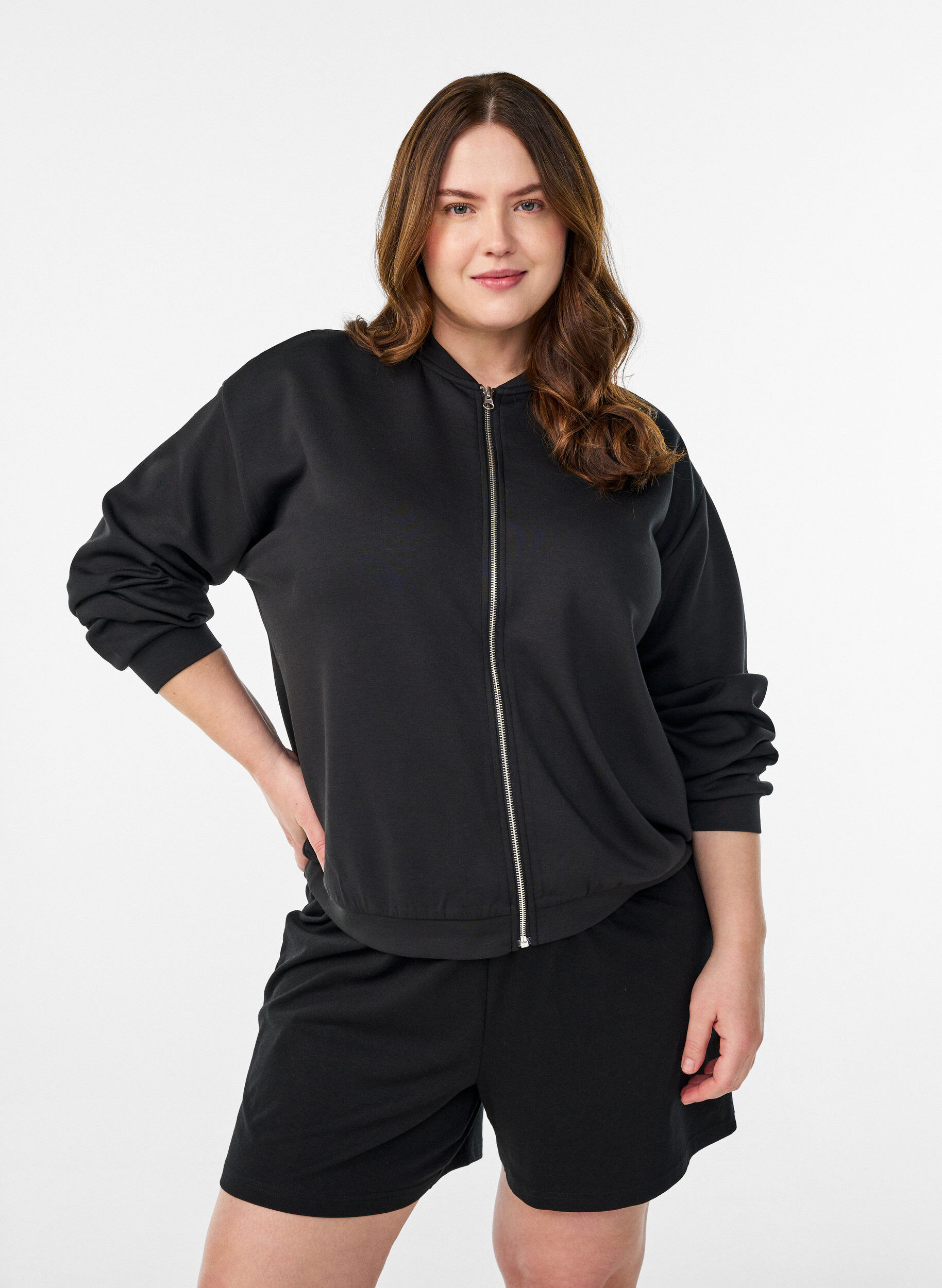 ZizziBomber vest met ritssluiting, Zwart, Model image number 0