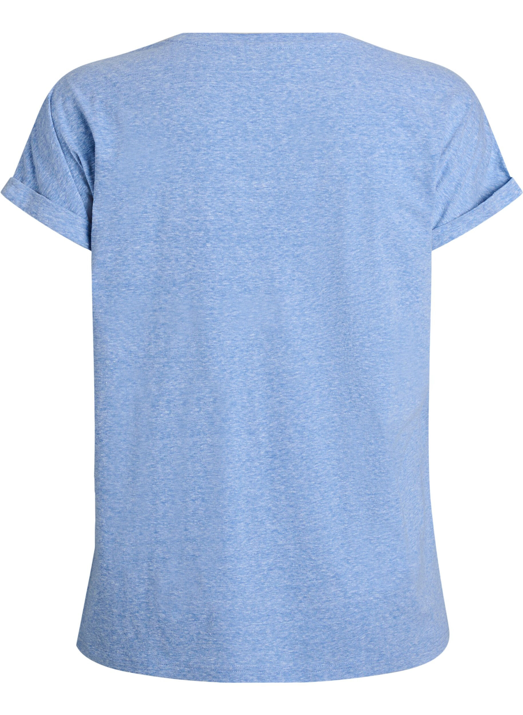 Zizzi T-shirt m&eacute;lang&eacute; &agrave; manches courtes, Bleu, Packshot image number 1