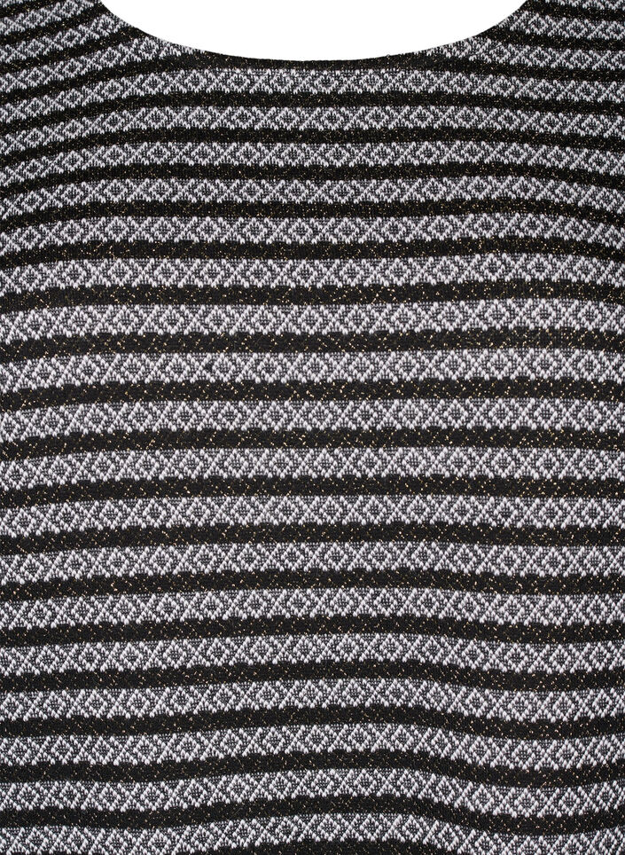 Chemisier à col rond avec motif à rayures, Black Stripe, Packshot image number 2